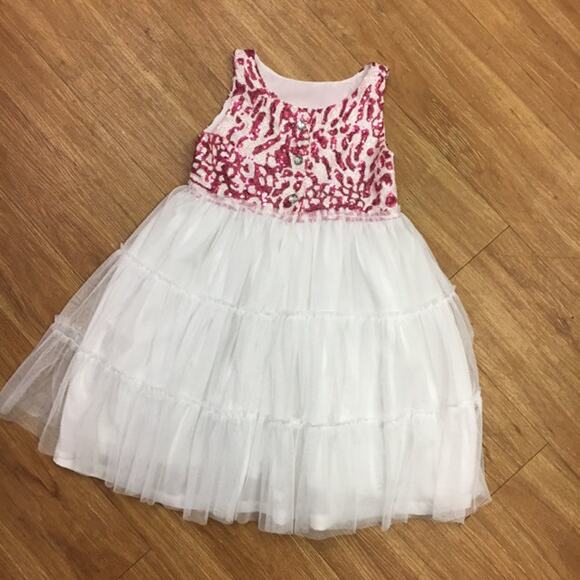 Binx Kids Girls Dress Sz 4T Pink White Zebra Print Sequins Fancy Dress NEW - Picture 6 of 7